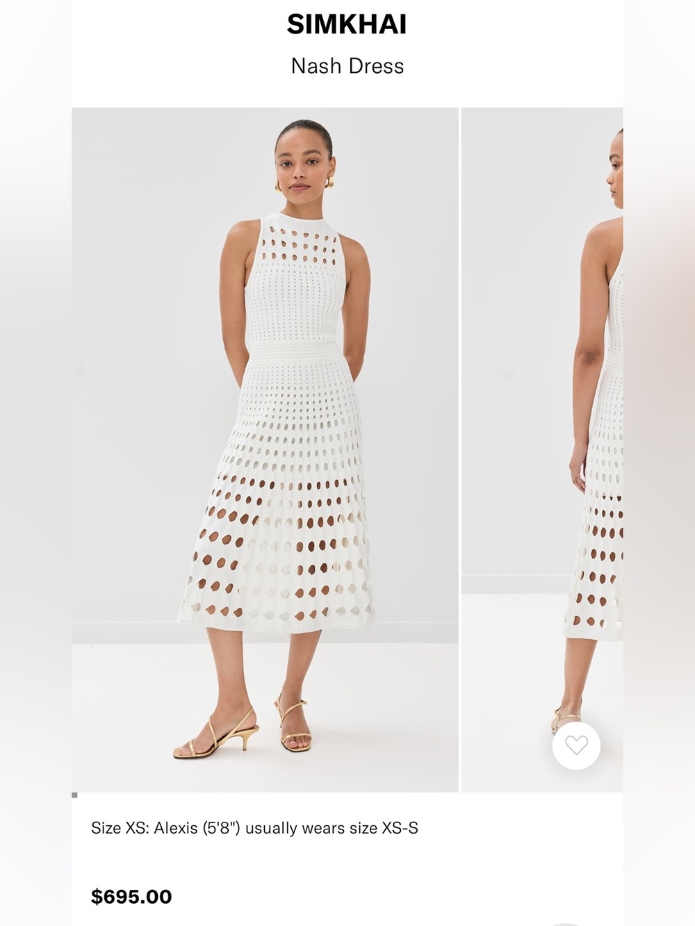 SIMKHAI White Crochet Nash Midi Dress